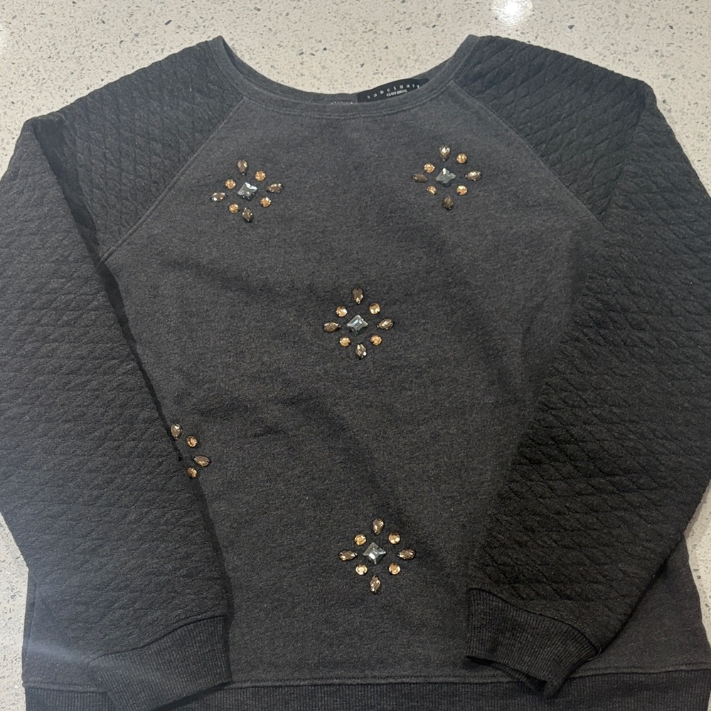 Sanctuary - Gray Quilted Sweatshirt -size XS - grey